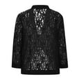 thumbnail image 4 of BiZtdJrK Women's Lace Cardigan 3/4 Sleeve Open Front Cardigans Lightweight Summer Bolero Shrugs Beach Cropped Cover Up Black XL, 4 of 8