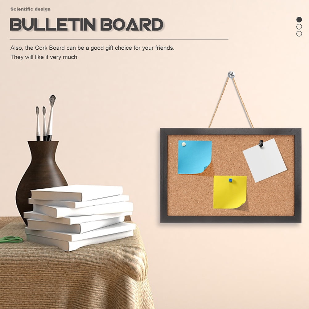 UPKOCH Cork Board Small Message School Decor Wall-mounted Desktop 40X30CM Black Wood Office