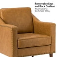thumbnail image 2 of Upholstered Accent Chair Faux Leather Armchair Removable Cushion Lounge Sofa Nailhead Solid Wood Legs Living Room Camel, 2 of 7