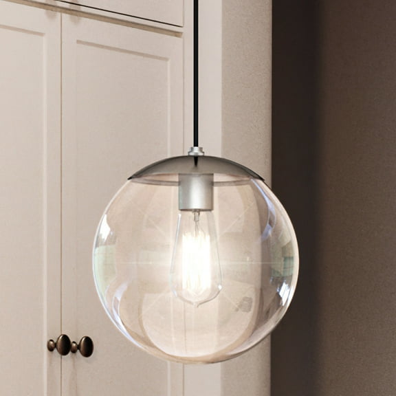 Luxury Minimalist Pendant, 10.5H x 10W, with Modern Farmhouse Style, Brushed Nickel, UHP4013 by Urban Ambiance