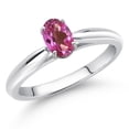 thumbnail image 2 of Gem Stone King 0.50 Ct Oval Pink Mystic Topaz 10K White Gold Solitaire Engagement Ring, 2 of 4