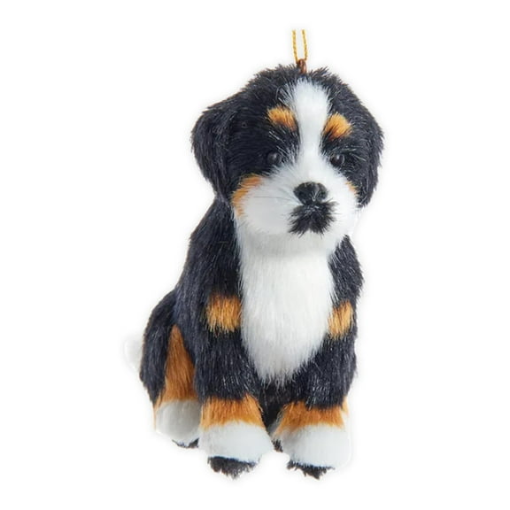Kurt Adler F2242BM Furry Bernese Mountain Dog Black, Brown, and White 4 x 3 Inch Acrylic Hanging Christmas Decoration Ornament