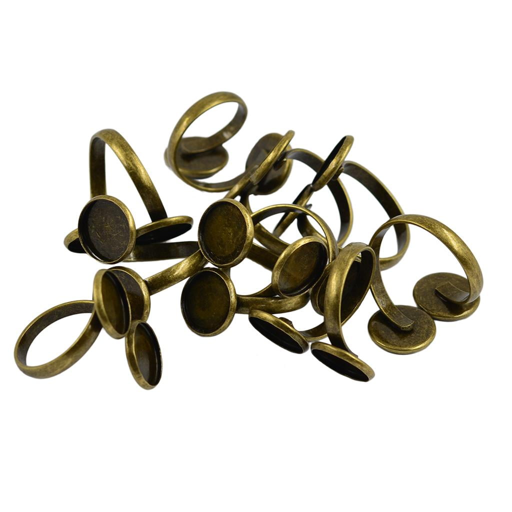 10pcs Double Round Tray Cabochon Ring Base 12mm Bezel DIY Jewelry Making 