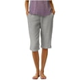 thumbnail image 2 of Yievot Cotton Linen Capri Pants for Women Loose Casual Elastic Waist Summer Beach Vacation Cropped Pants with Back Pockets, 2 of 7