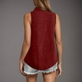 thumbnail image 4 of Ulitacool Womens Summer Tank Tops Ladies' Lapel And Linen Button Sleeveless Shirt And Vest Simple Style Daily Wear M Wine, 4 of 7