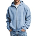thumbnail image 2 of Sweatshirt for Men Waffle Full Zip Up Hooded Sweatshirts Long Sleeve Solid Hoodie Jacket Spring 2026 Casual Loose Fit Coat, 2 of 7