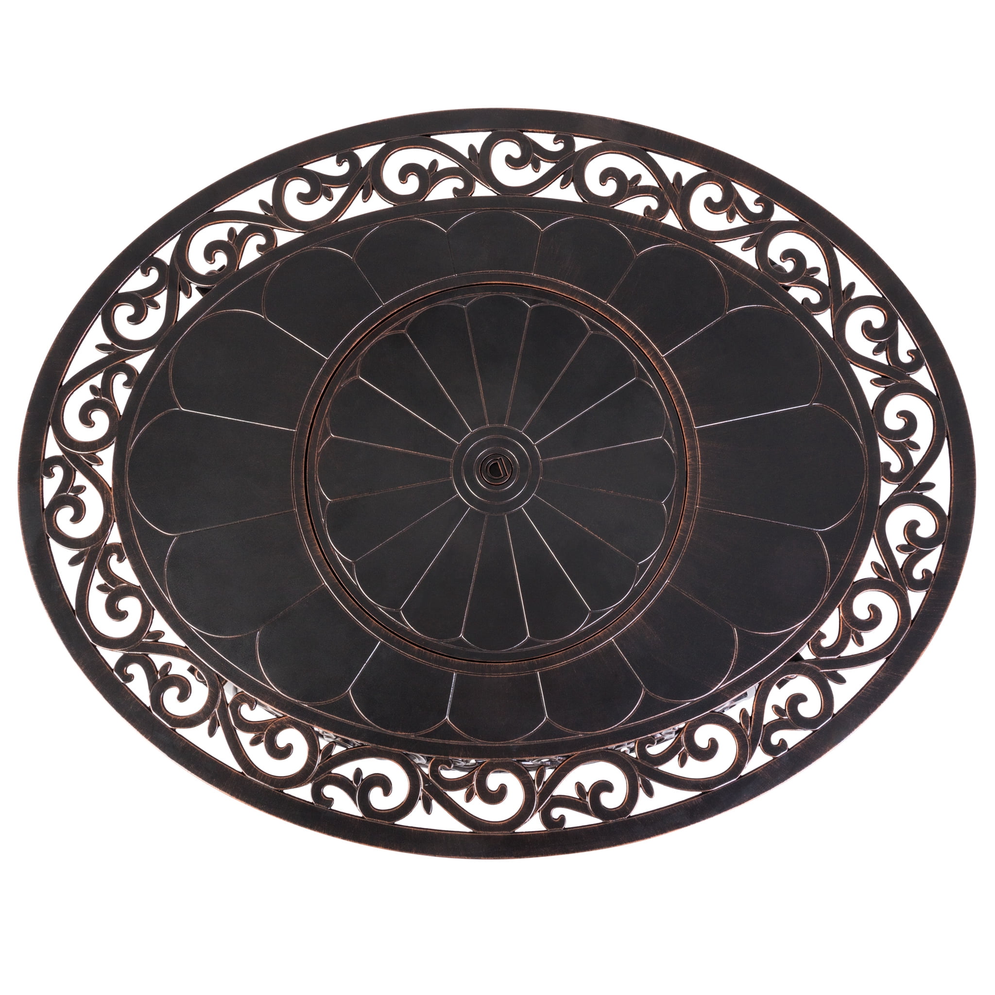 Fire Sense Aluminum Gas Fire Pit Table Outdoor Multifunctional with Fire Bowl Lid, Brown 48"