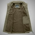 thumbnail image 6 of Lovskoo Men's Outdoor Casual Sleeveless Cargo Jackets Fleece Lined Stand Collar Full Zip Coats Warm Outwear Padded Vest Coats Khaki, 6 of 8