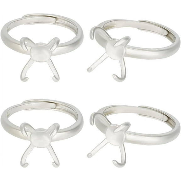 4Pcs 4 Claw Prong Ring Setting Real Platinum Plated Adjustable Ring Components