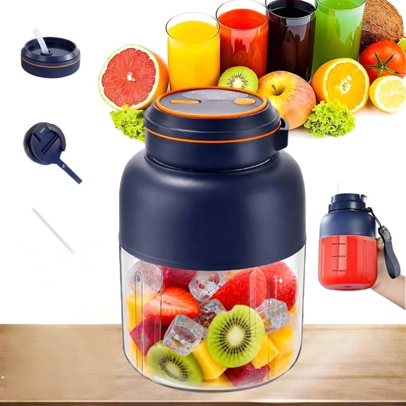45Oz Wireless Juicer Cup, 180W Portable Wireless Juicer Cup with 38-Blades, Fresh Juice Portable Blender, Rechargeable USB Personal Blender for Fruits & Vegetables (Blue-45 Oz)