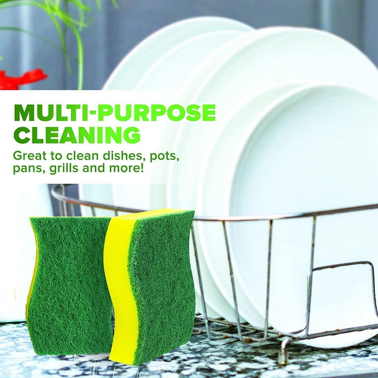  HOMESmith 24 Packs Heavy Duty Scrub Sponge, Dual-Sided  Dishwashing & Cleaning Sponge for Kitchen, Bathroom and Home Cleaning (  Pack of 24 ) : Home & Kitchen