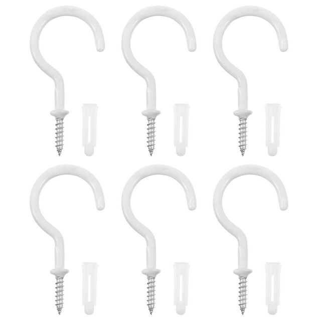MasteelfCA 6pcs Question Mark Shape Hooks Coated Ceiling Hooks Heavy Duty Screw Cup Hooks