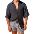 thumbnail image 1 of PEASKJP Chemises de Golf pour Hommes Coupe Régulière Col Flexible Extensible Uni, Noir TTTG, 1 of 5