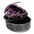thumbnail image 3 of Sleeping Purple Dragon Oval Trinket Jewelry Box Figurine With Celtic Knotwork, 3 of 10