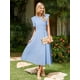 thumbnail image 2 of Vestido Simplee para mujer, a rayas, midi, azul veraniego, talla S, 2 of 6