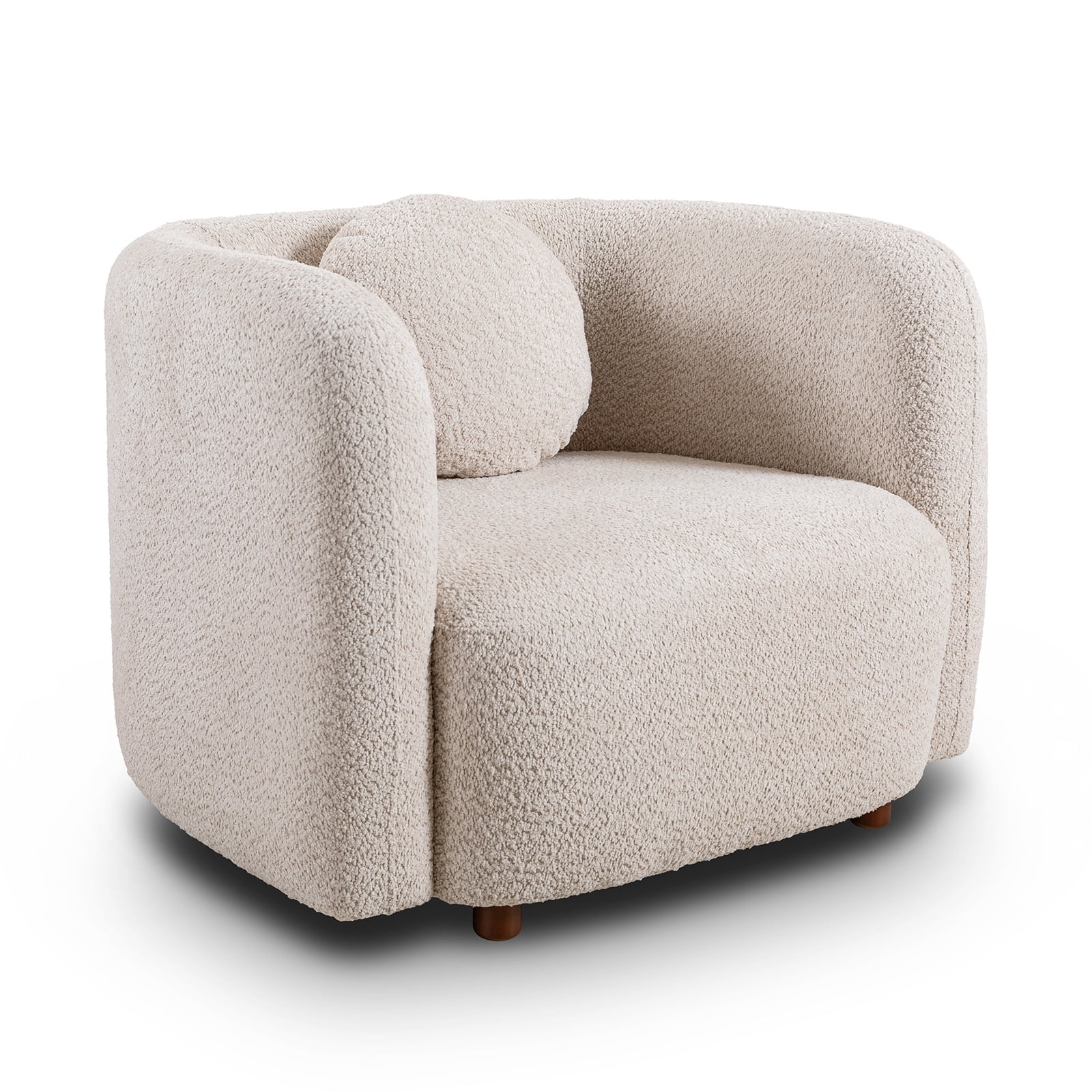 MAYEERTYAccent Square Sofa Chair, Boucle Fabric Upholstered Single Cloud Couch Chair, Japandi Style Armchair for Living Room, 1 Seater Sofa