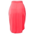 thumbnail image 4 of A2Y Women's Elastic Waist Self Tie Tulip Hem Side Pocket Skirt Neon Coral Pink 2XL, 4 of 5