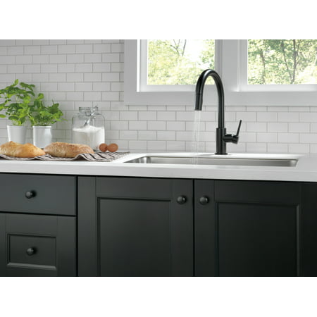 Delta Trinsic Single Handle Pull-Down Kitchen Faucet in Matte Black 9159-BL-DST