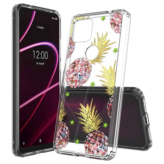 Beyond Cell compatible with T-Mobile Revvl 5G (2020) Case,, Transparent Clear Shock Absorption Cushion Bumper Corner Soft TPU   PC Cover Pineapples