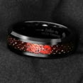 thumbnail image 2 of Tungsten Rings for Men Wedding Bands for Him 6mm Red Celtic Dragon Black Carbon Fiber, 2 of 6