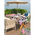 thumbnail image 5 of Outdoor Tablecloth with Umbrella Hole for Patio/Picnic/Party/Camping, Summer Flamingo Waterproof Table Cloth Rectangle Table Cover Washable, Tropical Plants Botanical Floral Black Plaid (60"x 120"), 5 of 8