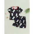 thumbnail image 2 of Wassery 4th of July Kids Boys Independence Day Outfits 3T 4T 5T 6T 7T Toddle Girls Summer Outfits Short Sleeve Crew Neck Bear Print T-shirt Tops + Shorts Set 0-7T, 2 of 8