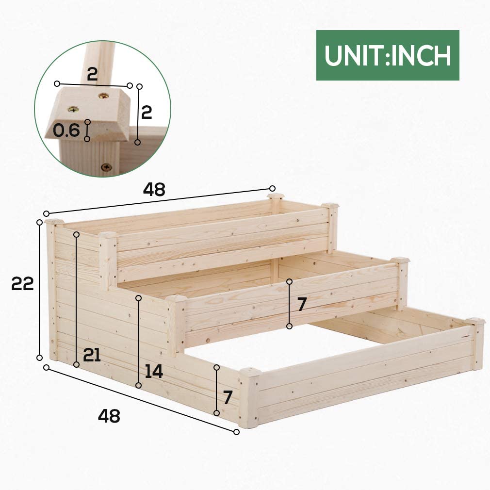 FDW 3-Tier Garden Raise Bed Elevated Garden Bed,Greenhouse Patio Yard Gardening Bed