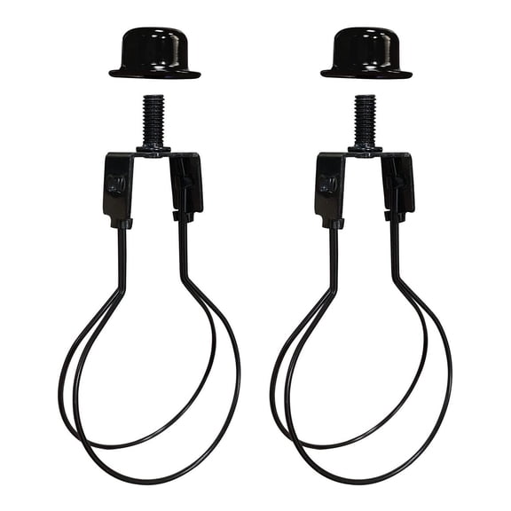 2 Pack Clip on Lamp Shade Harp Adapter Kit - Includes Finials for Spring Lampshades and Clip Levellers
