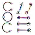 thumbnail image 1 of 8 piezas de material acero inoxidable multicolor / labio / de aro para cejas Stud Tragus Piercings de barra recta 10mm, 1 of 8