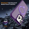 thumbnail image 6 of For Apple iPhone 13 Translucent Matte Finish, MagSafe Compatible, Built-in Ring Stand, Shockproof Protective Back Phone Case Cover by Xpression, Purple, 6 of 8