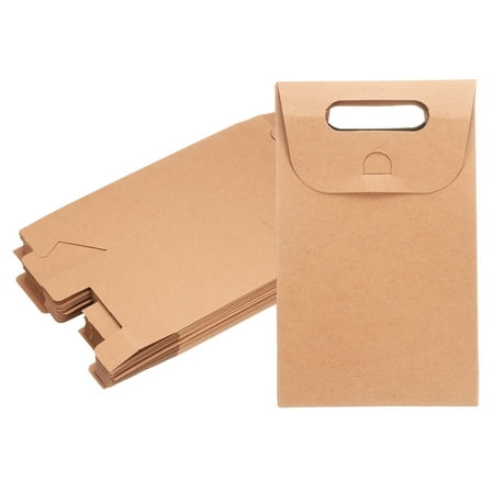 16 Pcs Kraft Paper Gift Bags, Stand Up Gift Bags with Handles Bow Reusable Party Favor Bags (Light Brown)