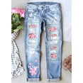 thumbnail image 5 of FARYSAYS Women's Rose Printed Jeans for Women Trendy Patchwork Jeans Stretch Jeans for Womem Denim Pants Ripped Denim Jeggings, 5 of 5