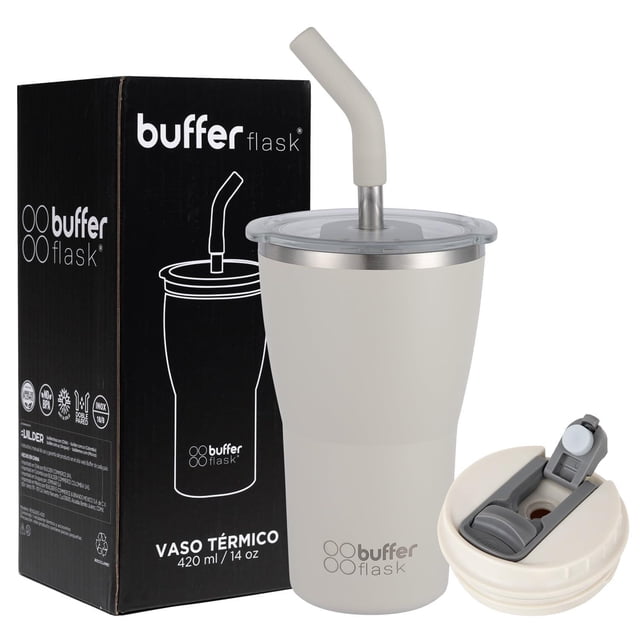 Vaso Térmico Buffer Flask Ivory Acero Inoxidable Anti Derrame 420 ml