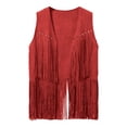 thumbnail image 4 of Men's Outerwear Vest for Everyday Wear Traditional Velvet Buttonless Mid Length Tassel Deer Skin Style, 4 of 4