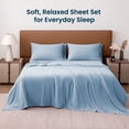 thumbnail image 4 of Sleep Zone Jersey Knit Sheet Set, Blue Twin, 3 Pieces, 14 Inch Deep Pocket Bedding, 4 of 10