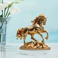 thumbnail image 6 of Golden Horse on Coin Statue, 2D Flat Acrylic Desk Decor for Office Home, Lucky Wealth Symbol, 6 of 7