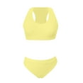 thumbnail image 4 of ZXLBBD Swimsuits for Women Solid Color Sports Bikini Set 2 Piece Seamless Swimwear for Water Activities Bathing Suit Casual Holiday Beach Pool, 4 of 5