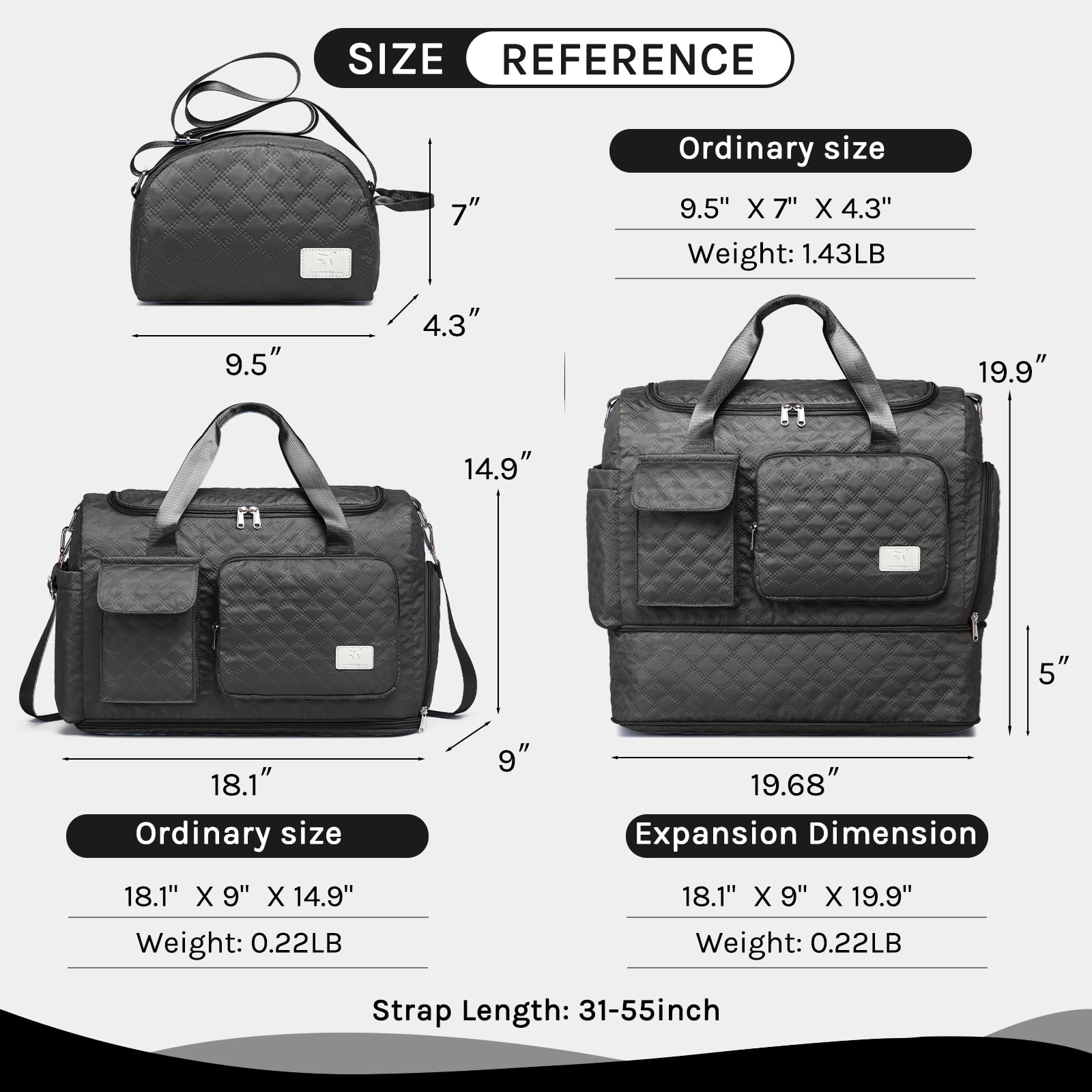 Joyway 2-Piece Expandable Foldable Duffle Bag Set with Wet Pocket and Shoe Compartment, Waterproof Travel and Gym Bags for Men & Women