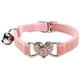 thumbnail image 1 of Collar de terciopelo NQ con colgante de corazón para gato con cristales y cascabel 20,3 a 28 cm, 1 of 5