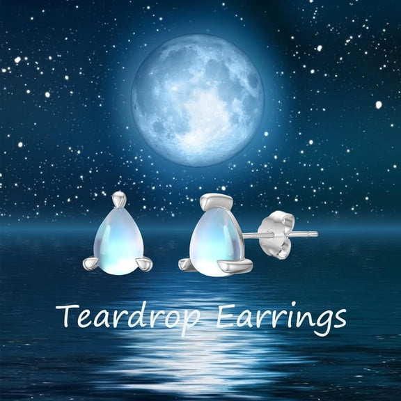 Teardrop Moonstone Earrings 925 Sterling Silver Dewdrop Earrings for Women Hypoallergenic Earrings Moonstone Jewelry Gifts for Women