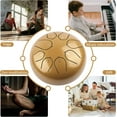thumbnail image 6 of Steel Tongue Drum Rain Chime, 8 Notes 6 inch Rain Drum for Outside When It Rains, Chakra Drum with Bag, Mallets, Finger Picks, Percussion Instrument for Meditation Yoga Education (Gold), 6 of 12