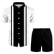 thumbnail image 4 of Conjuntos de 2 piezas Cagnkofi para hombre, chándales de verano, conjuntos a juego, camisetas y pantalones cortos de manga corta con botones y patchwork en bloques de color, 4 of 4