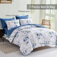 thumbnail image 6 of 7Pcs Blue Botanical Comforter Set King Size Bed in a Bag Bedding Set Adult (90"x104"), 6 of 7