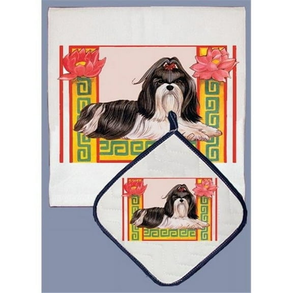 Pipsqueak Productions DP920 Shih-Tzu Dish Towel And Pot Holder Set