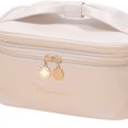 thumbnail image 2 of Bolsas de maquillaje de doble capa, bolsa organizadora de cosméticos con nudo de lazo para mujeres, regalos de vacaciones, 2 of 3