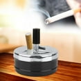 thumbnail image 4 of ashtray, rotating ashtray, round push down stainless steel modern desktop ashtray with rotating tray, indoor and outdoor ashtray, home office tabletop ashtray 12.00*12.00*7.00-black, 4 of 9
