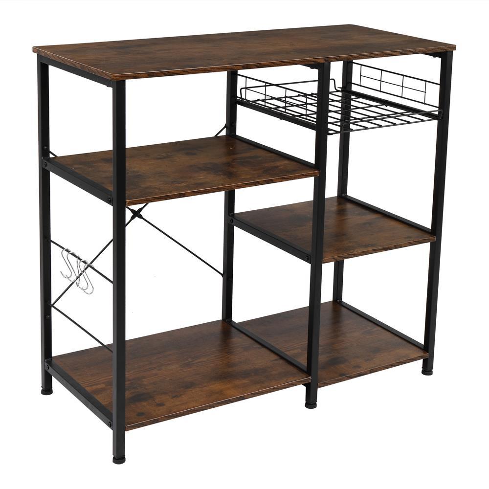 SalonMore Bakers Rack, Kitchen Utility Storage Shelf, Microwave Oven Stand Table, Microwave Cart, Coffee Bar Table, Multi-purpose Workstation, Kitchen Organizer, Rustic Brown - image 3 of 7