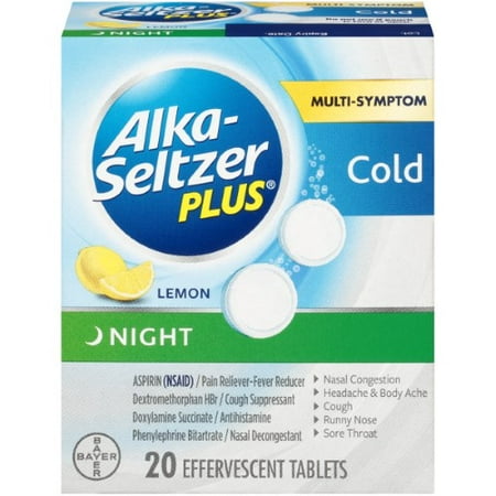 Healing Solutions Alka-Seltzer Plus Night Cold Medicine Lemon Effervescent