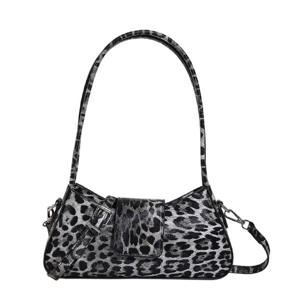 Bolso Hombro Con Asa Superior PU Con Leopardo para Mujer (negro)