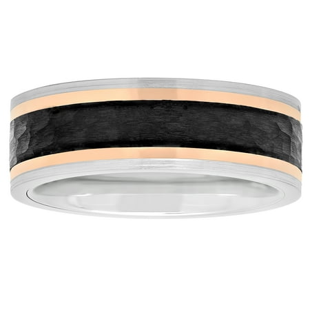 MenÃƒÂ¢ s Cobalt black and rose-gold IP Wedding Band Ring